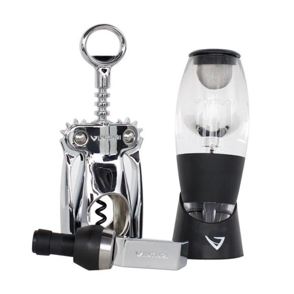 Vinturi Wine Tool Set Bundle Wine Aerator, Winged Wine Opener and Wine Stopper. - Picture 3 of 8